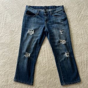 I heart ronson jeans. Cropped and distressed boyfriend jeans. Mid rise
